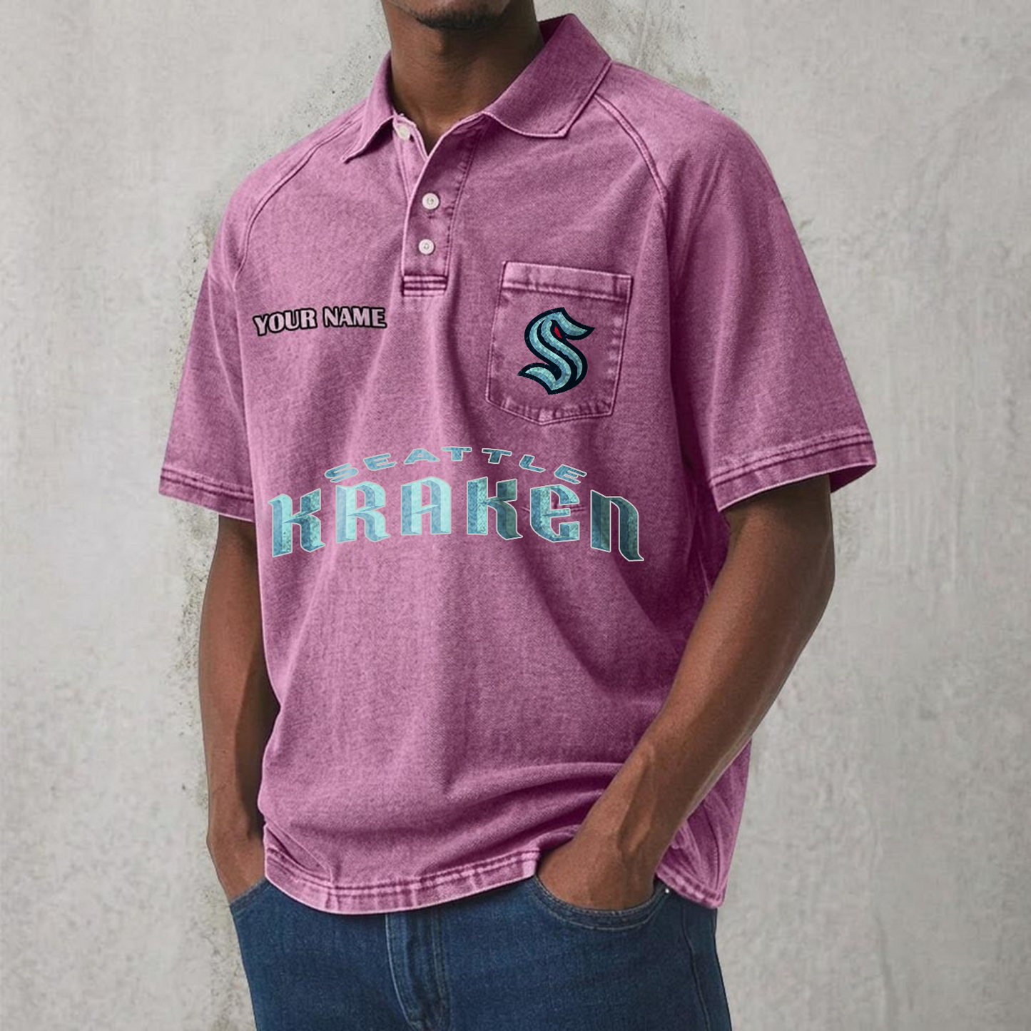 SEA x NHL Men's Distressed Turn-Down Collar Polo DATND TANTD 250526