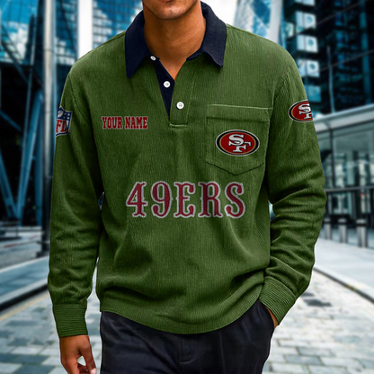 SF X Premium NFL Corduroy color-blocked long-sleeved shirt NDT NHT