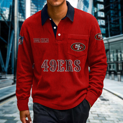 SF X Premium NFL Corduroy color-blocked long-sleeved shirt NDT NHT