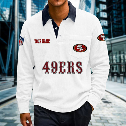 SF X Premium NFL Corduroy color-blocked long-sleeved shirt NDT NHT