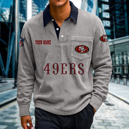 SF X Premium NFL Corduroy color-blocked long-sleeved shirt NDT NHT