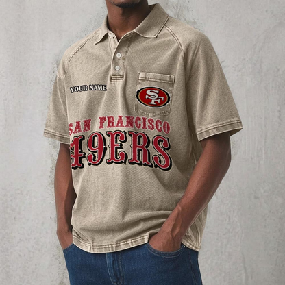 SF x NFL Men's Distressed Turn-Down Collar Polo DATND TANTD 250526