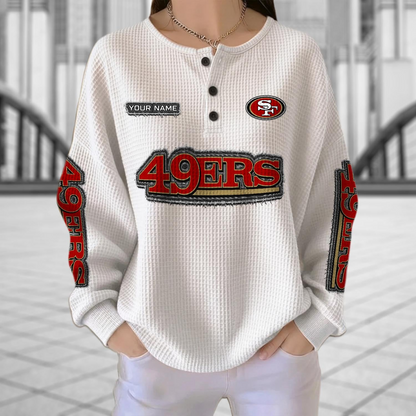 SF x NFL Personalized Waffle Knit Henley Sweatshirt 2005 DatND DVT
