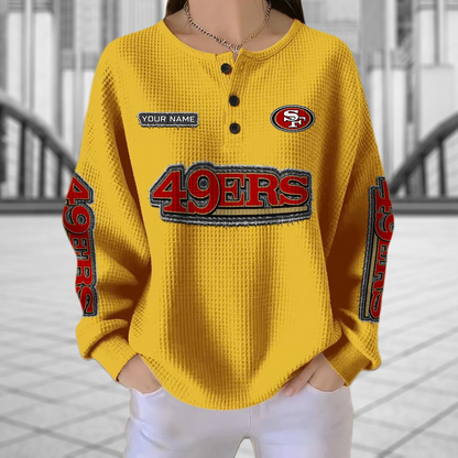 SF x NFL Personalized Waffle Knit Henley Sweatshirt 2005 DatND DVT