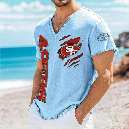 SF x NFL V-Neck Linen Beach Shirt 1905 DatND DVT
