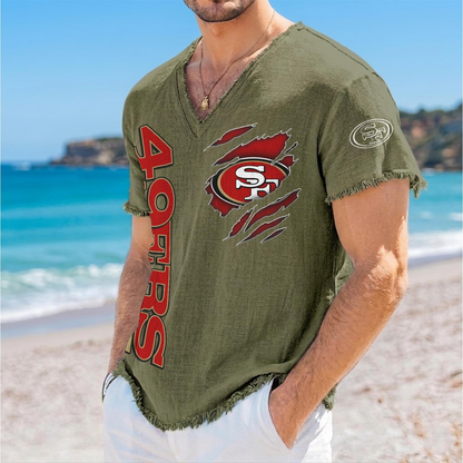 SF x NFL V-Neck Linen Beach Shirt 1905 DatND DVT