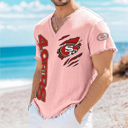 SF x NFL V-Neck Linen Beach Shirt 1905 DatND DVT