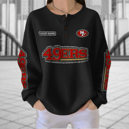 SF x NFL Personalized Waffle Knit Henley Sweatshirt 2005 DatND DVT