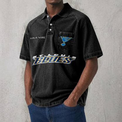 STL x NHL Men's Distressed Turn-Down Collar Polo DATND TANTD 250526
