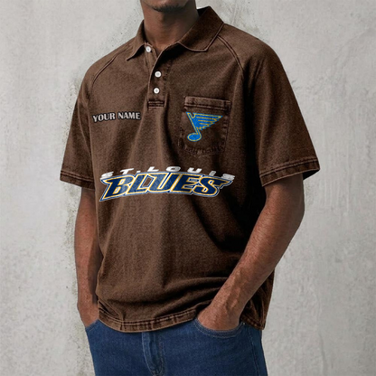 STL x NHL Men's Distressed Turn-Down Collar Polo DATND TANTD 250526