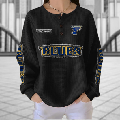 STL x NHL Personalized Waffle Knit Henley Sweatshirt 2005 DatND DVT