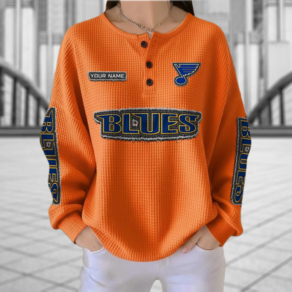 STL x NHL Personalized Waffle Knit Henley Sweatshirt 2005 DatND DVT