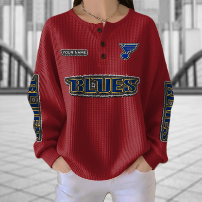 STL x NHL Personalized Waffle Knit Henley Sweatshirt 2005 DatND DVT