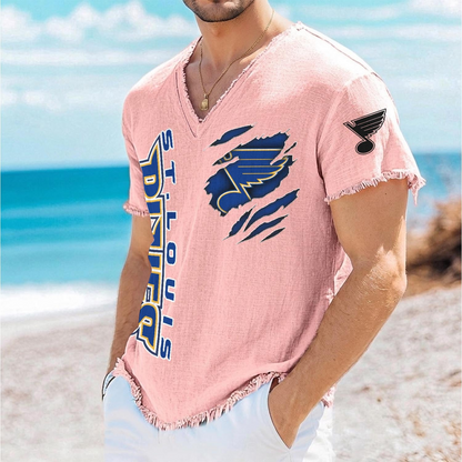 STL x NHL V-Neck Linen Beach Shirt 1905 DatND DVT