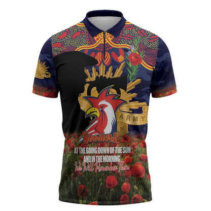 SYD x NRL Rugby ANZAC Day Zipper Polo Shirt Last Post Poppy We Will Remember Them LT14 DatND DVT