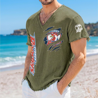 SYD x NRL V-Neck Linen Beach Shirt 1905 DatND DVT