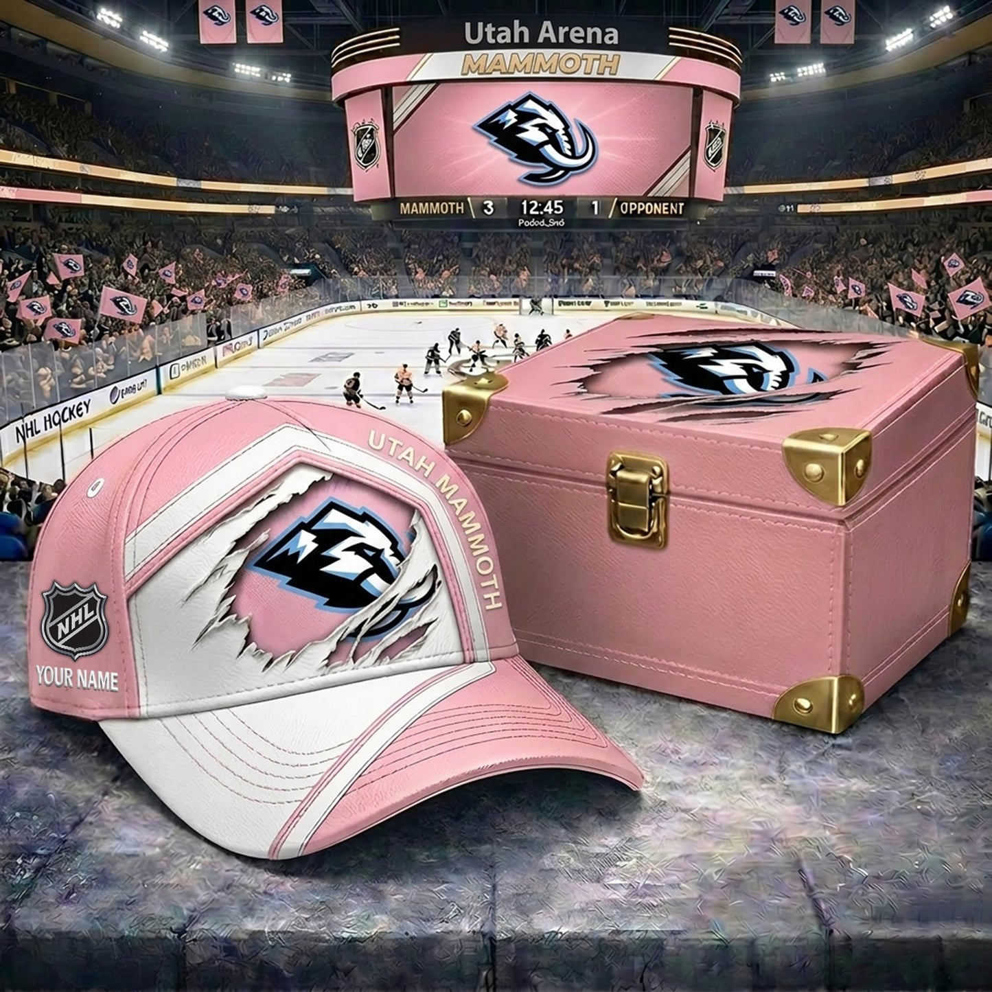 Signature Series NHL x UM BESPOKE PASTEL PINK CRACK CUSTOM NAME HAT V03 NDT NHM 280426