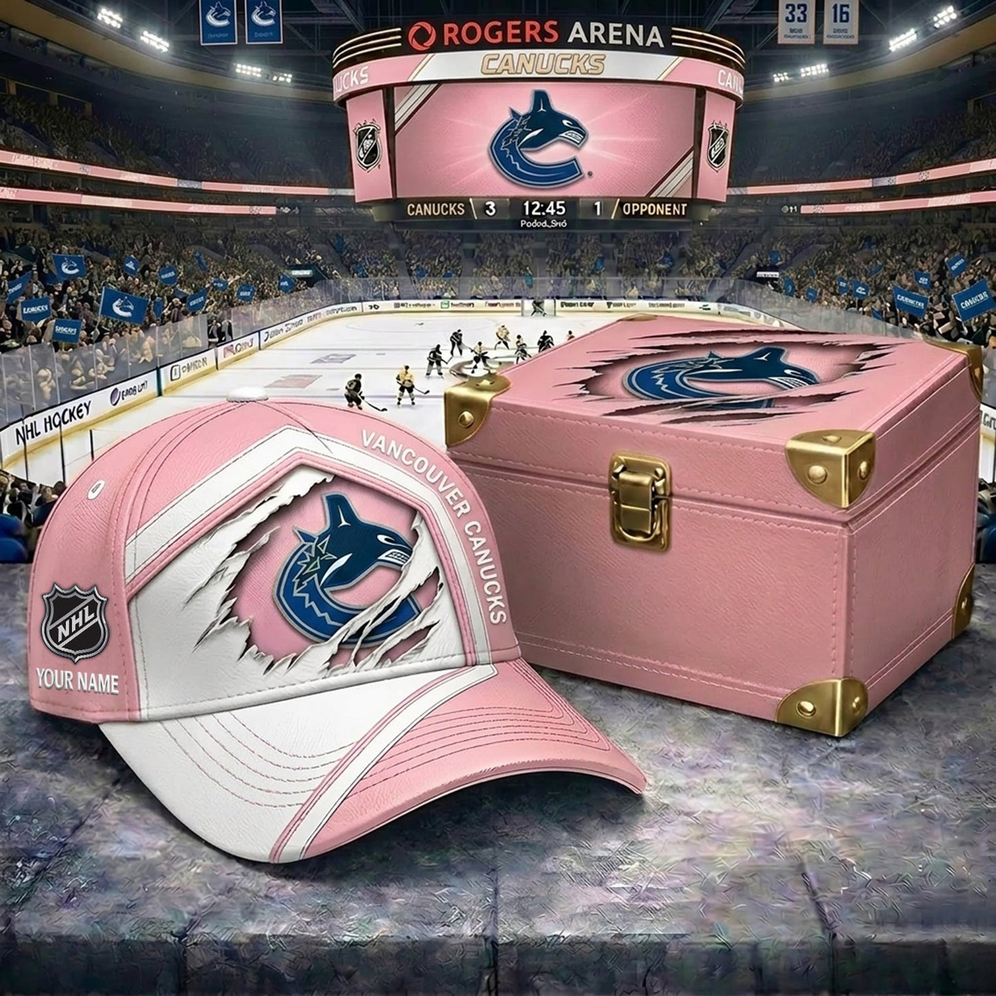 Signature Series NHL x VC BESPOKE PASTEL PINK CRACK CUSTOM NAME HAT V03 NDT NHM 280426