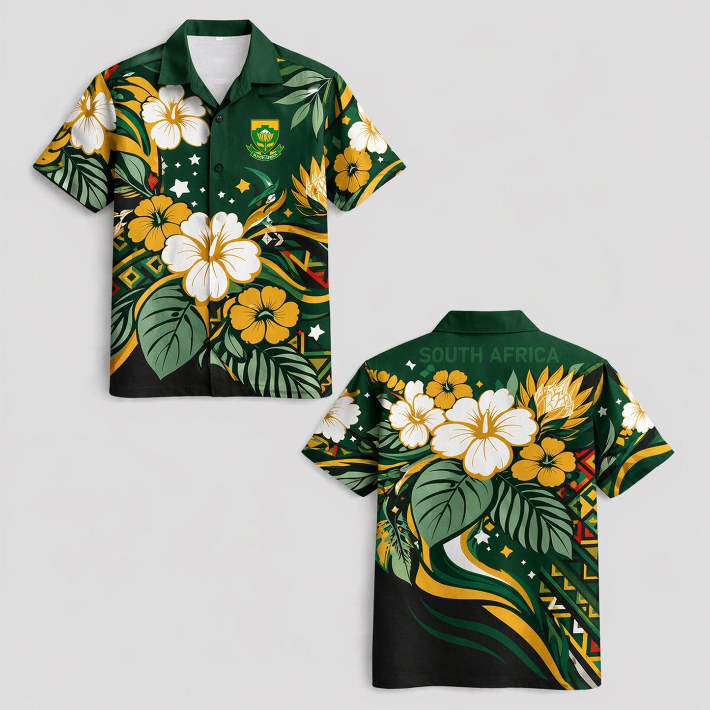 South Africa World Cup 2026 Floral Hawaiian Shirt PVT02 DATND LBN 90526