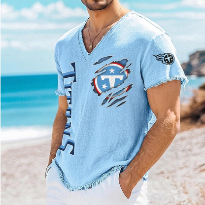 TEN x NFL V-Neck Linen Beach Shirt 1905 DatND DVT