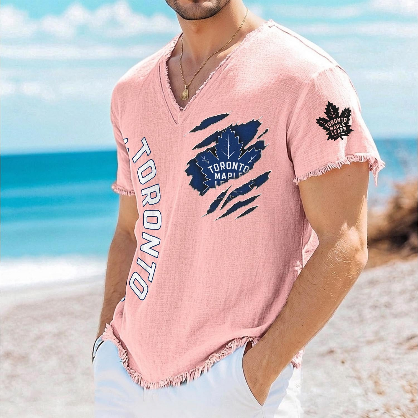 TOR x NHL V-Neck Linen Beach Shirt 1905 DatND DVT