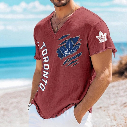 TOR x NHL V-Neck Linen Beach Shirt 1905 DatND DVT