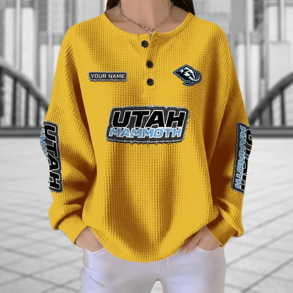 UTA x NHL Personalized Waffle Knit Henley Sweatshirt 2005 DatND DVT