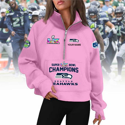 PREMIUM NFL X SEA 2026 SUPER BOWL Woman Half Zip Hoodie NDT VHM 090226