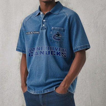 VAN x NHL Men's Distressed Turn-Down Collar Polo DATND TANTD 250526