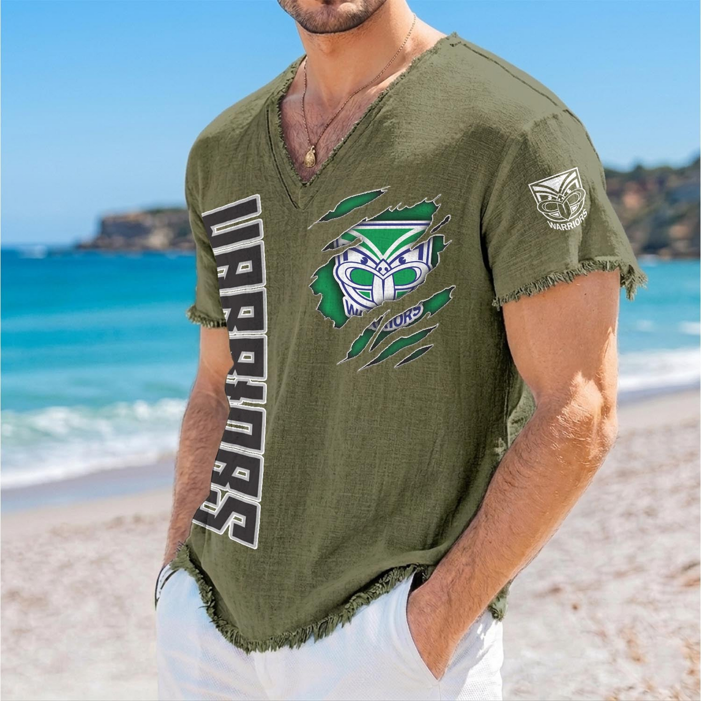 WAR x NRL V-Neck Linen Beach Shirt 1905 DatND DVT