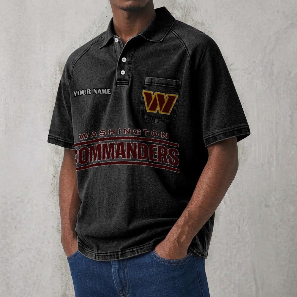 WAS x NFL Men's Distressed Turn-Down Collar Polo DATND TANTD 250526