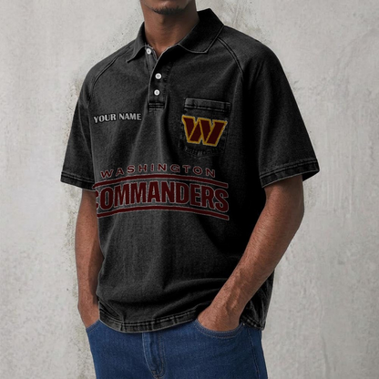 WAS x NFL Men's Distressed Turn-Down Collar Polo DATND TANTD 250526