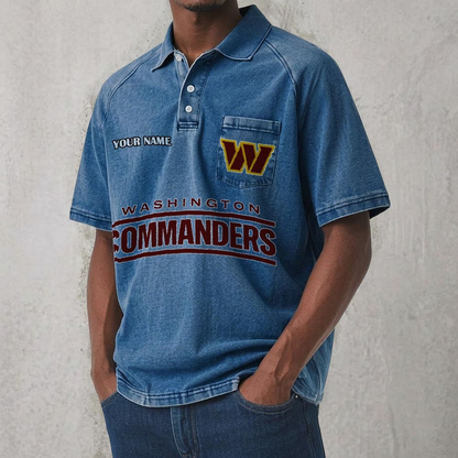 WAS x NFL Men's Distressed Turn-Down Collar Polo DATND TANTD 250526