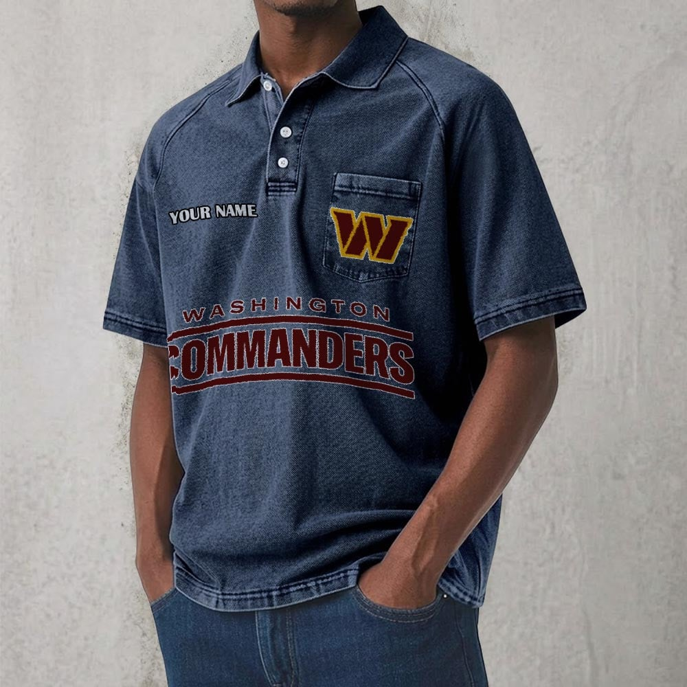 WAS x NFL Men's Distressed Turn-Down Collar Polo DATND TANTD 250526