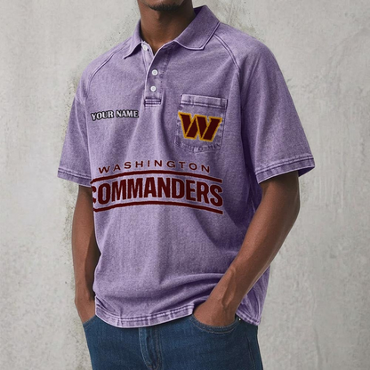 WAS x NFL Men's Distressed Turn-Down Collar Polo DATND TANTD 250526