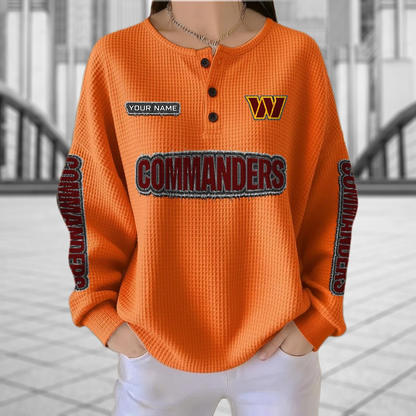 WAS x NFL Personalized Waffle Knit Henley Sweatshirt 2005 DatND DVT