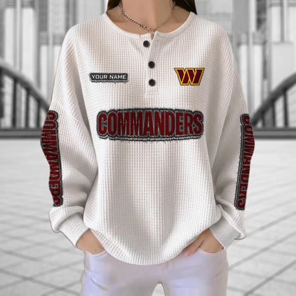 WAS x NFL Personalized Waffle Knit Henley Sweatshirt 2005 DatND DVT