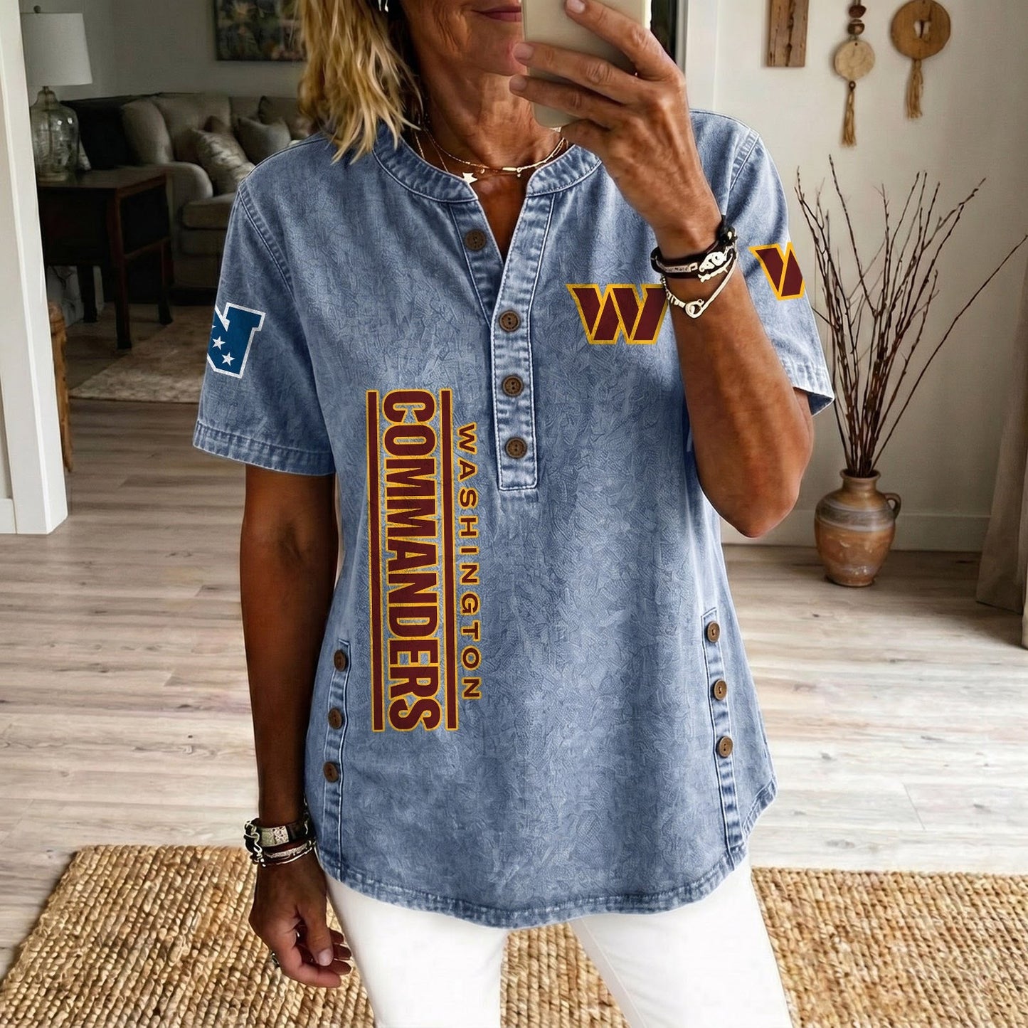 WAS x NFL Womenƒ??s Denim Casual Tops DATND LBN 190526