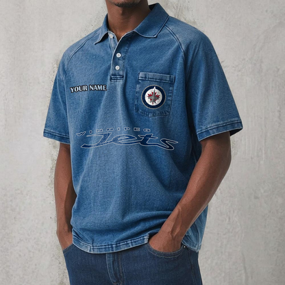 WPG x NHL Men's Distressed Turn-Down Collar Polo DATND TANTD 250526