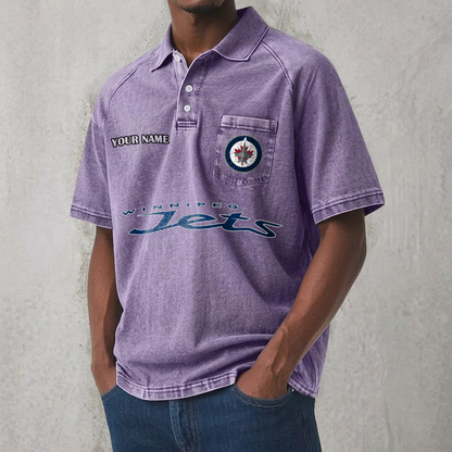 WPG x NHL Men's Distressed Turn-Down Collar Polo DATND TANTD 250526