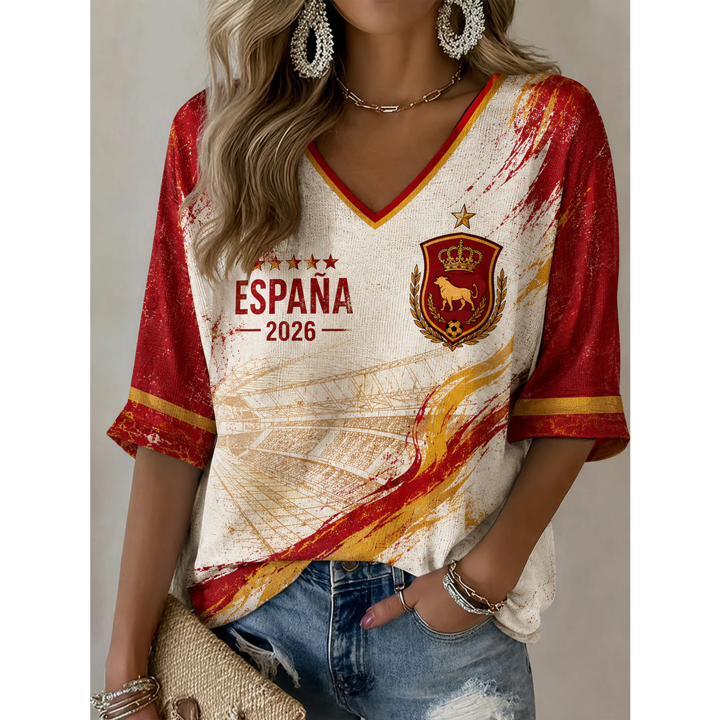 Women's Spanish Football Printed Shirt V2 DATND TANTD 050626