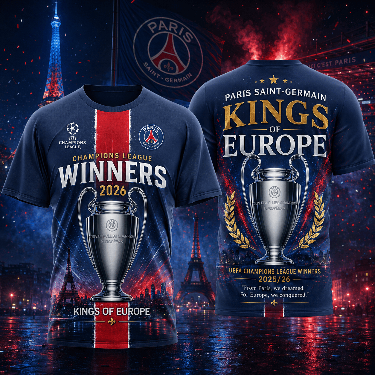 PSG Premium UEFA Champions League 2025/26 3D T-Shirt V3 DatND TANND