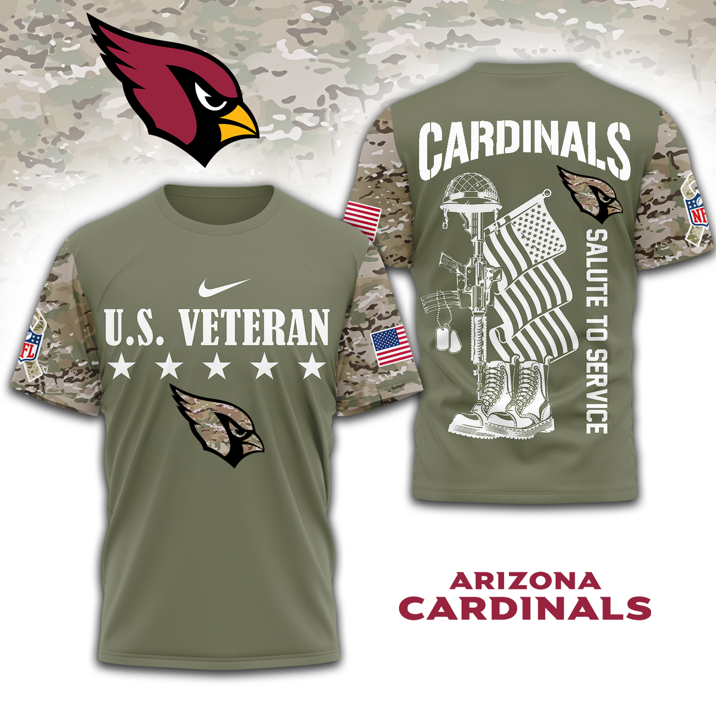 Premium NFL x ARI Salute To Service 3D Shirt DATND TANTD