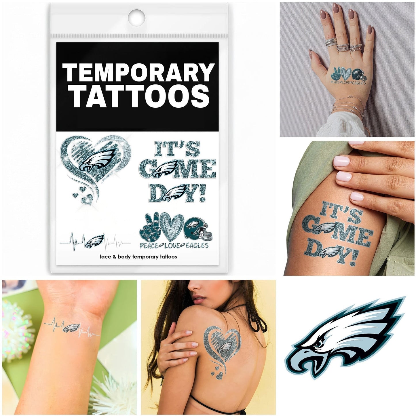 Premium NFL x PHI Temporary Tattoos NDT NHM