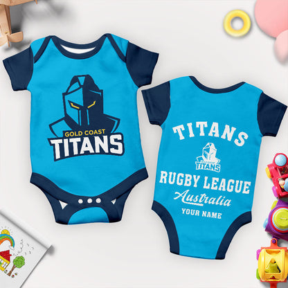PREMIUM NRL X GCT New Baby Romper Custom Name For Kids NDT LVH