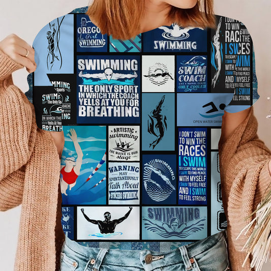 Swimming Women T-Shirt | Custom Shirt | Printed Graphic Tees
