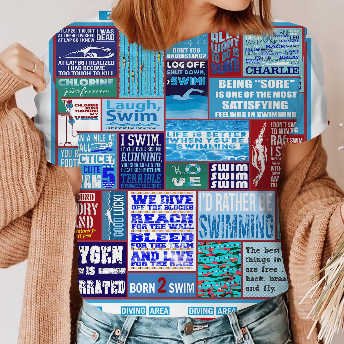 Swimming Women T-Shirt | Custom Shirt | Printed Graphic Tees
