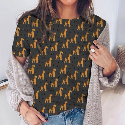 Airedale Terrier Brown Paws Women T-Shirt | Custom Shirt | Printed Graphic Tees