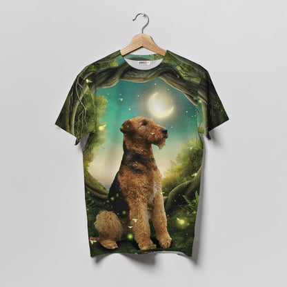 Airedale Terrier Under The Moonlight Women T-Shirt | Custom Shirt | Printed Graphic Tees