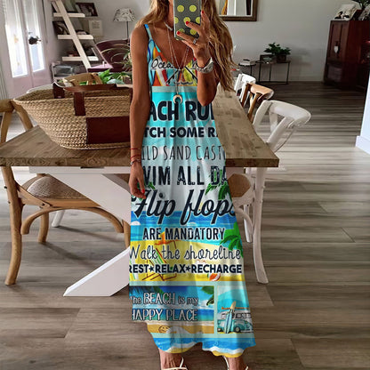 Beach Rules Sleeveless Maxi Dress | Women Summer Dress | Sundress